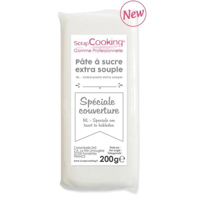 Pâte à sucre spéciale Couverture blanche 200g, ScrapCooking