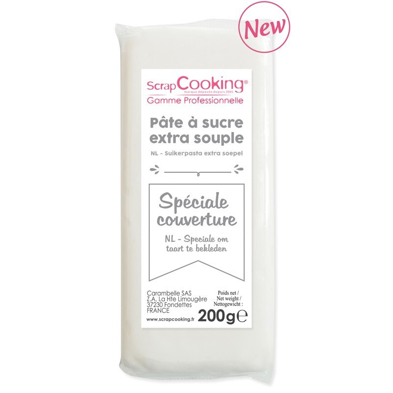 Pâte à sucre spéciale Couverture blanche 200g, ScrapCooking