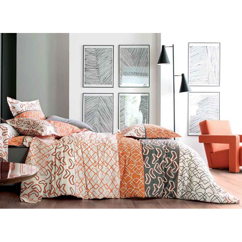acheter housse de couette variations orange, blanc des vosges