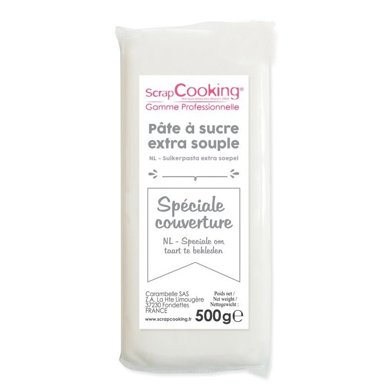 Pâte à sucre de couverture blanche 500g, ScrapCooking