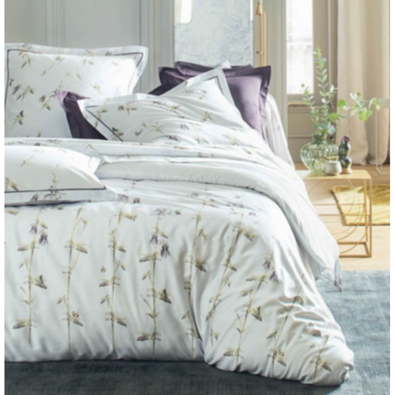 Acheter housse de couette ancolie perle blanc des vosges linge de lit parure en satin