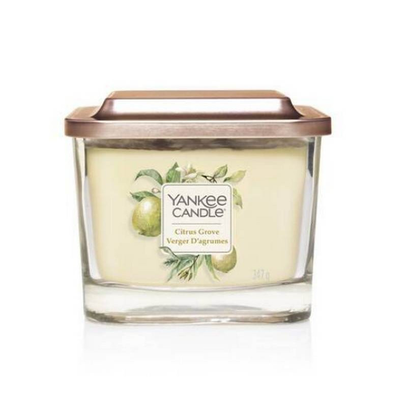 Yankee Candle petite bougie parfum/ée carr/ée /à trois m/èches et couvercle senteur Verger d/’agrumes collection /Él/évation