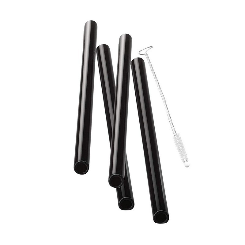 GEFU - Lot de 4 pailles en verre, Gefu Noir - GEFU