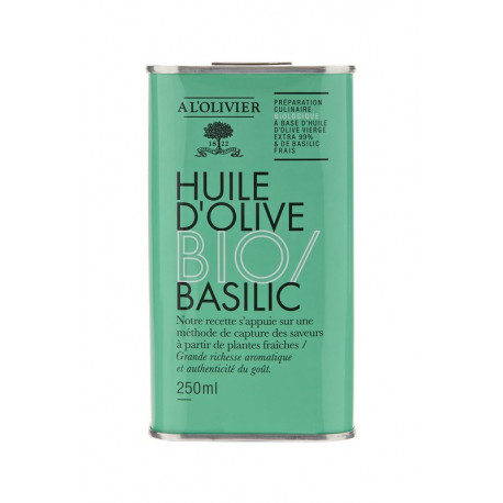 Huile d'olive Bio Basilic, A L'OLIVIER