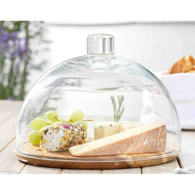 Plateau fromage avec cloche en verre carré