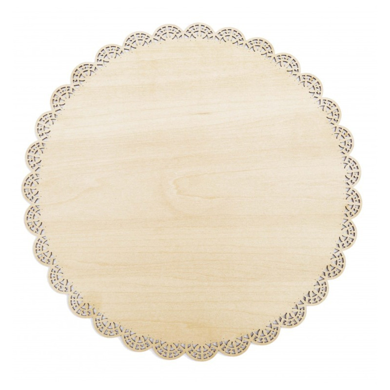 plat dentelle bois, scrapcooking rond - scrapcooking