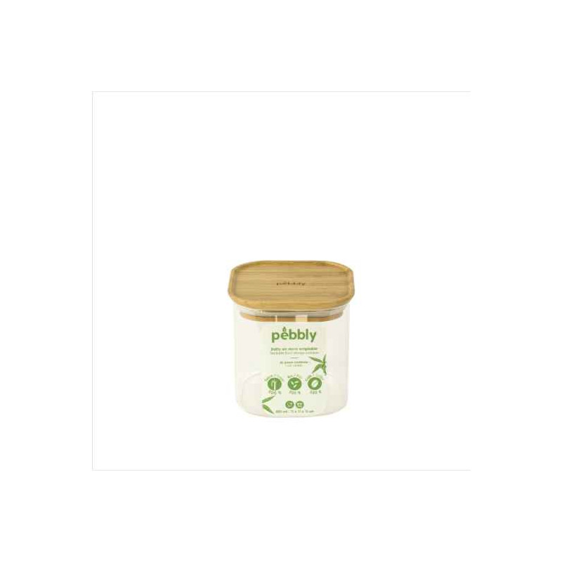 Pebbly - Boîte en verre couvercle bambou empilable, pebbly 0.8 L - PEBBLY