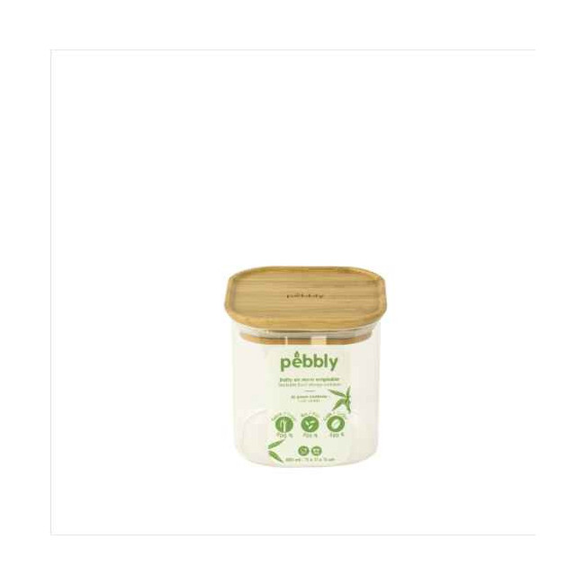 Boîte en verre couvercle bambou empilable, pebbly