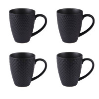 Coffret 4 mugs "Snow" noir, Table Passion