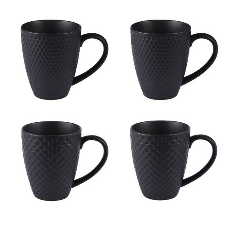 Coffret 4 mugs "Snow" noir, Table Passion