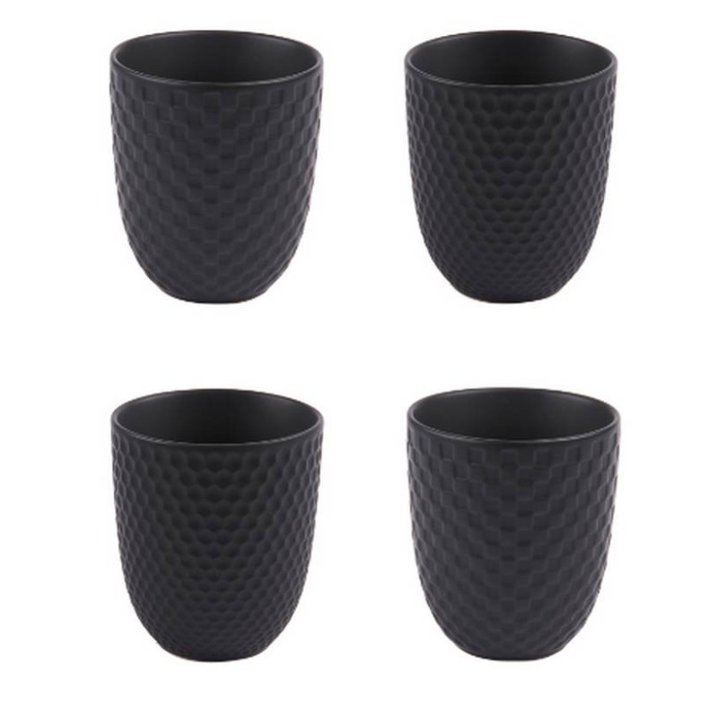 Coffret 4 mugs "Snow" noir, Table Passion