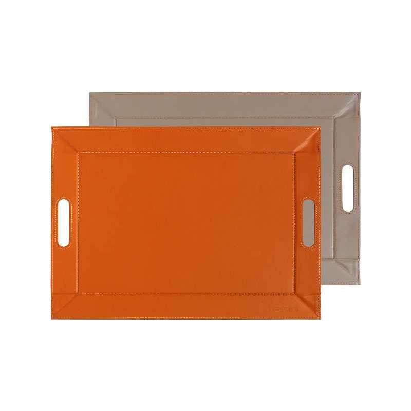 plateau set de table 45 cm x 35 cm, freeform orange/taupe - freeform