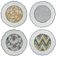 Coffret 4 assiettes à dessert Dominoté, Faïencerie de Gien