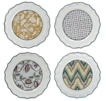 Coffret 4 assiettes à dessert Dominoté, Faïencerie de Gien