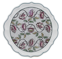 Plat à tarte roses Dominoté, Gien