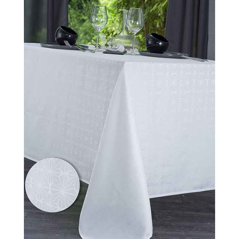 Nydel Paris - Nappe Damassé Uni Blanc Venezia, Nydel Paris 160 x 300 cm - Nydel Paris