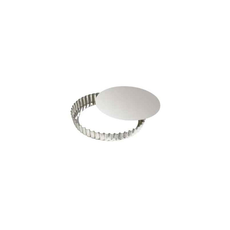 GOBEL - Tourtière Ronde Cannelée Fond Mobile Fer Blanc, GOBEL 22 cm - GOBEL