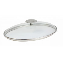 Couvercle ovale en verre 30cm, platine, Cristel