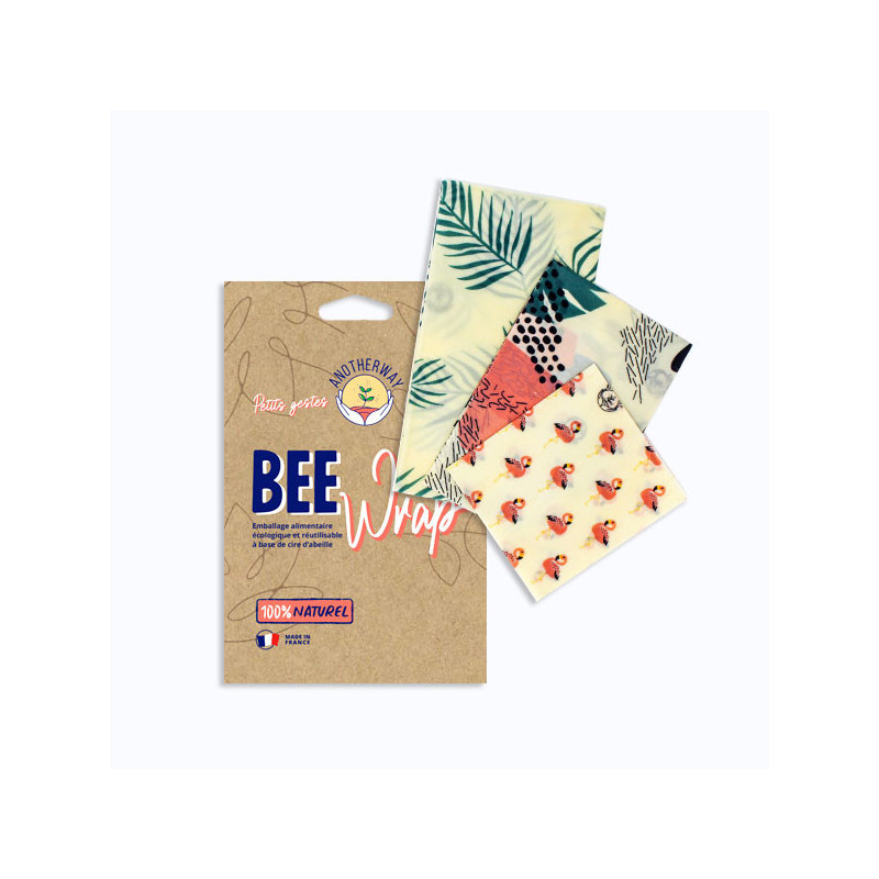 My Bee Wrap - Emballages alimentaires réutilisables motif Tropical Bee Wrap, Anotherway 3 Bee Wrap (S-M-L) - My Bee Wrap