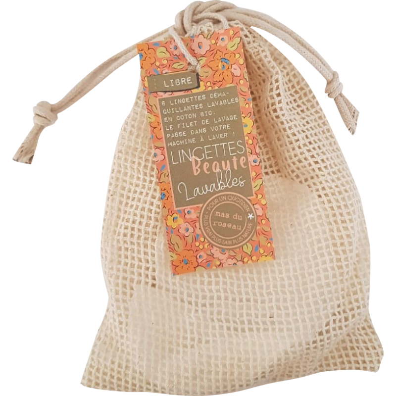 Mas du roseau - 6 lingettes démaquillantes lavables en coton bio, mas du roseau - mas du roseau