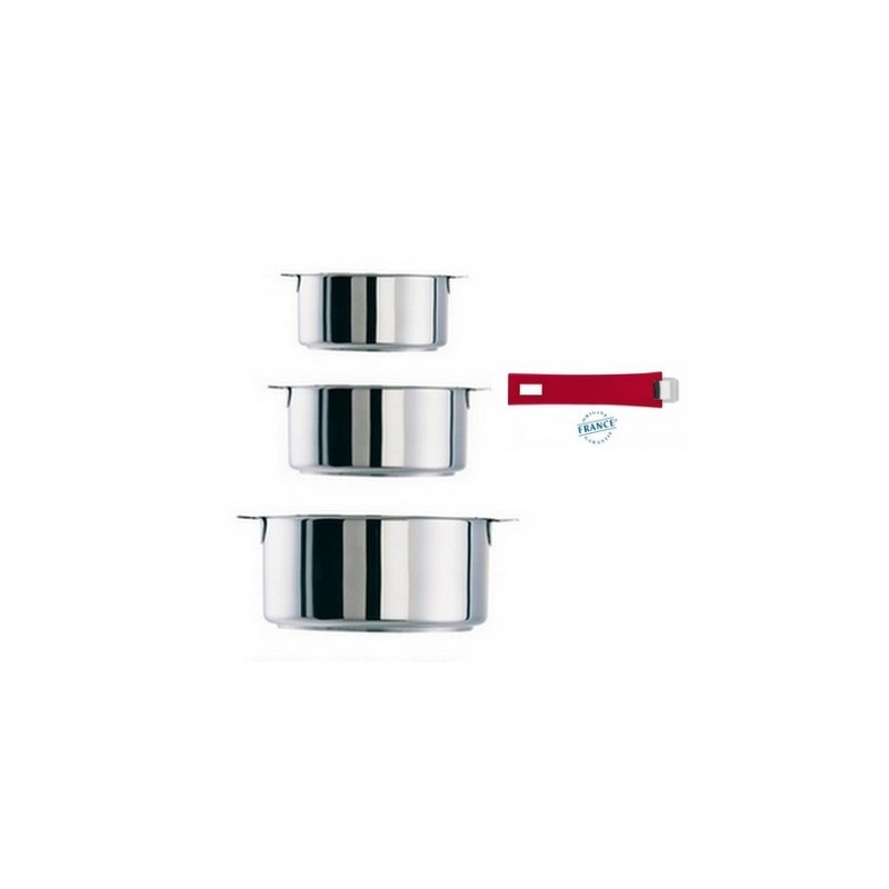 Série de 3 casseroles amovibles Mutine framboise , Cristel
