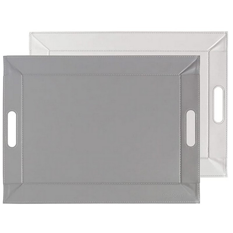 plateau set de table 45 cm x 35 cm, freeform gris/blanc - freeform