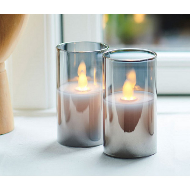 Set de 2 mini  bougies Led Ivy gris, Sirius