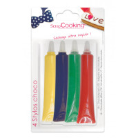 4 stylos goût choco rouge, bleu, jaune, vert, ScrapCooking