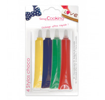 4 stylos goût choco rouge, bleu, jaune, vert, ScrapCooking
