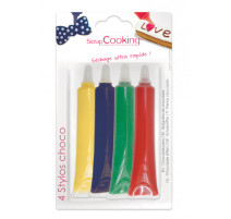 4 stylos goût choco rouge, bleu, jaune, vert, ScrapCooking