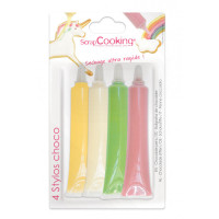 4 stylos goût choco rose, vert, jaune, blanc, ScrapCooking