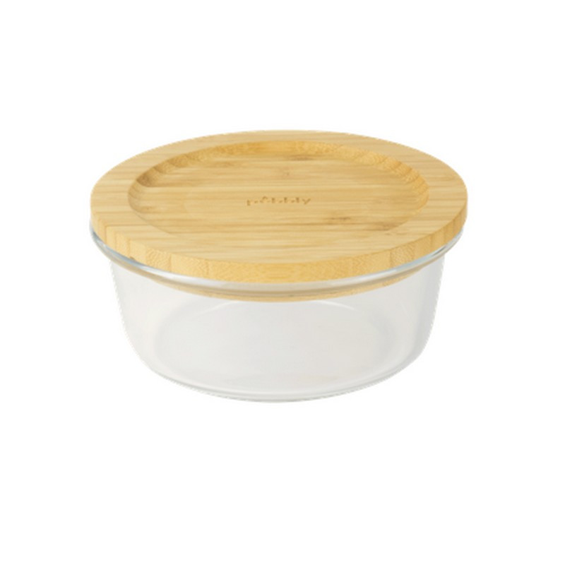 Pebbly - Boîte ronde en verre et bambou 620ml, Pebbly - PEBBLY