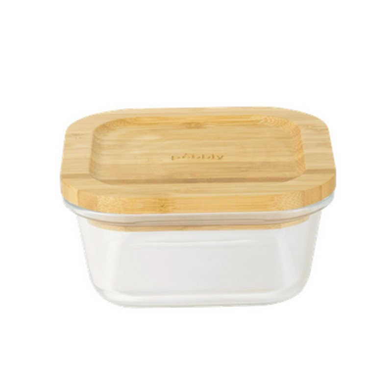 Pebbly - Boîte carrée en verre et bambou 520ml, Pebbly - PEBBLY