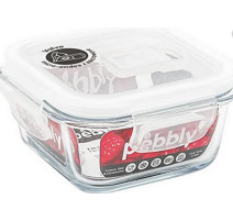 Boîte carrée en verre 320ml, Pebbly