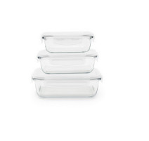 Set de 3 boites rectangulaires en verre , Pebbly