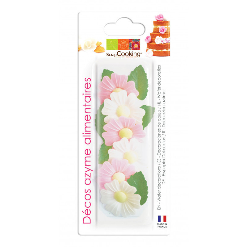 Décos azymes 6 églantines + 6 feuilles vertes, ScrapCooking