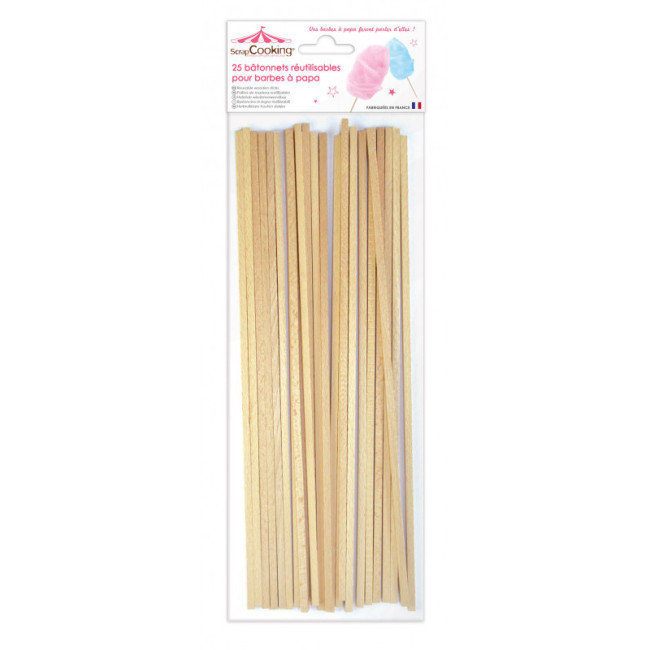 Lot de 25 bâtonnets pour barbes à papa, ScrapCooking