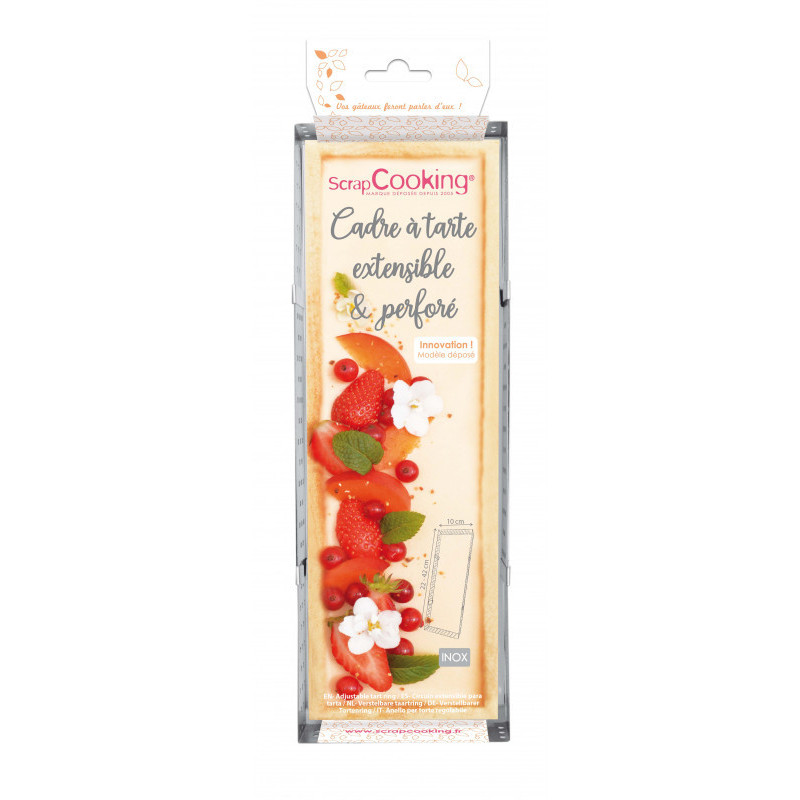 Scrapcooking - Cadre à tarte rectangle extensible perforé inox, ScrapCooking - ScrapCooking