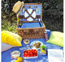 Panier picnic Marly bleu vichy, Les Jardins de la comtesse