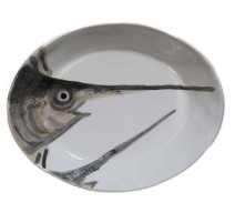 Assiette ovale espadon de la collection Marina, Ceramiche Virginia