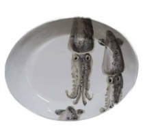 Assiette ovale Calamars de la collection Marina, Ceramiche Virginia