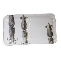 Plat rectangulaire Calamars de la collection Marina, Ceramiche Virginia