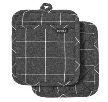 2 maniques à carreaux éco recyclées grises, Ladelle