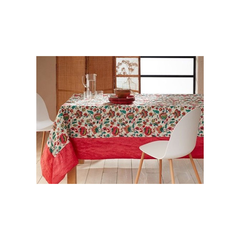 José Houel - Nappe Taffetas Froissé Indi Fuchsia, José Houel 170 x 250 cm - José Houel