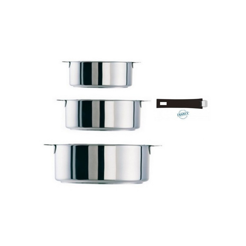 Série de 3 casseroles amovibles Mutine noir, Cristel