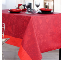 HAES DECO - Nappe Carrée - dimension 100x100 cm - coloris Beige / Ecru /  Rouge - 100%