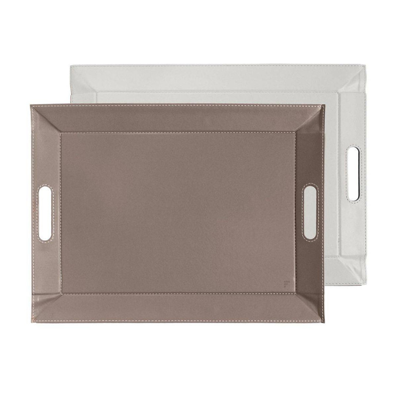 plateau set de table 55 cm x 41 cm, freeform blanc/taupe - freeform