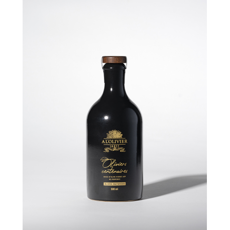 Huile d'olive Oliviers centenaires bouteille en grès, A L'OLIVIER