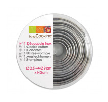 Boîte 11 emporte-pièces ronds en inox, ScrapCooking