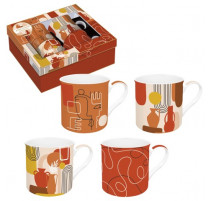 Coffret de 4 mugs 30cl Terracotta, Easy Life